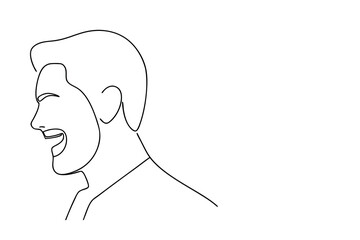 Man profile line drawing happy expression side view