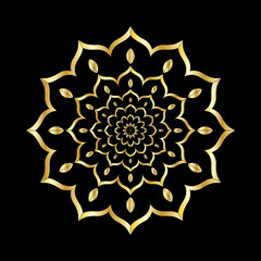 Elegant Gold Mandala on Black Background