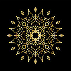 Elegant Gold Mandala on Black Background