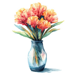 A Cockscomb In A Vase, watercolor clipart vector, high quality, isolated on a white background.