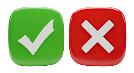 A green check mark and a red x mark side by side indicating correct and incorrect respectively on transparent background