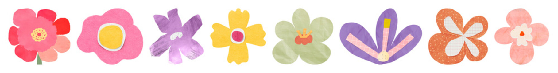 Plakat PNG Colorful hand-painted floral designs, element set on transparent background