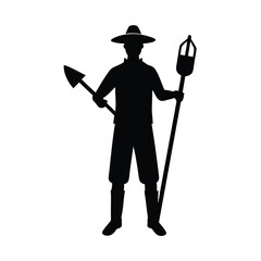 Gardener holding spade vector silhouette