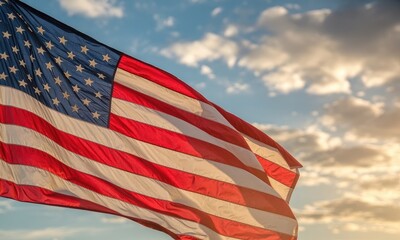 National flag waving in sunlight patriotic symbol