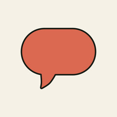 Minimalist rounded chat symbol with tail, commonly used to indicate text conversation or user interaction