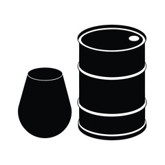 Oil drum and barrel vector silhouette