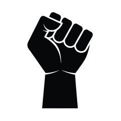 Raised fist for labor solidarity vector silhouette