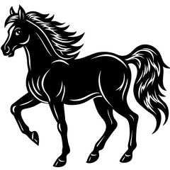Obraz premium Black horse silhouette vector illustration .