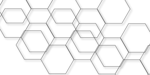 Abstract seamless geometric background with interconnected  hexagons outlined in thin gray lines on a white backdrop. Clean, modern, and minimalistic, suitable for tech, scientific, or architectural