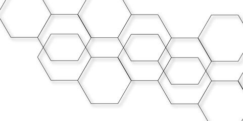 Abstract seamless geometric background with interconnected  hexagons outlined in thin gray lines on a white backdrop. Clean, modern, and minimalistic, suitable for tech, scientific, or architectural