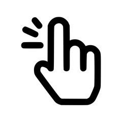 Obraz premium Simple black outline hand icon depicting a click or tap gesture.