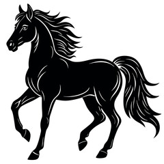 Obraz premium Black horse silhouette vector illustration .