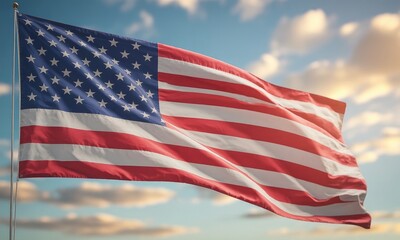 Waving national flag stars and stripes patriotic symbol outdoor background