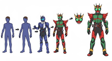 Superhero Transformation Stages Illustration