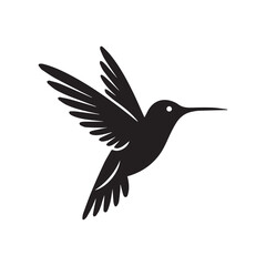Fototapeta premium Flying hummingbird vector silhouette illustration with spread wings