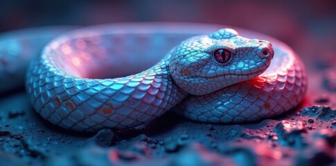 Fototapeta premium Cool-toned iridescent snakeskin, holographic effect, subtle sheen , holographic, background