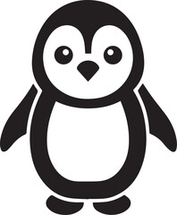 Naklejka premium baby penguin silhouette vector, baby penguin logo vector, baby penguin illustration vector black and white