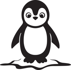 Fototapeta premium baby penguin silhouette vector, baby penguin logo vector, baby penguin illustration vector black and white
