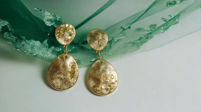 Gold-toned textured drop earrings