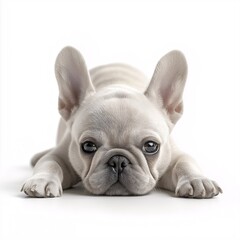 Fototapeta premium Adorable French Bulldog Puppy. Cute, White-Furred Companion Resting