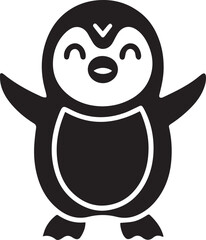 Obraz premium baby penguin silhouette vector, baby penguin logo vector, baby penguin illustration vector black and white
