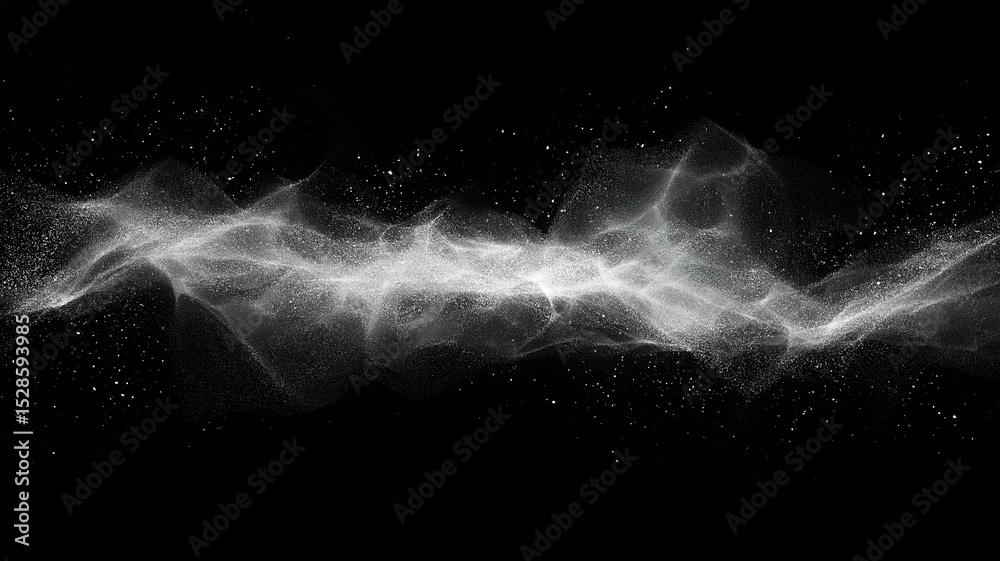 Wall mural digital network growing and expanding with particles and lines moving slowly on dark backdrop
