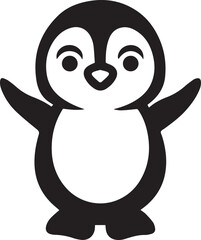 baby penguin silhouette vector, baby penguin logo vector, baby penguin illustration vector black and white