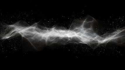 Digital network growing and expanding with particles and lines moving slowly on dark backdrop