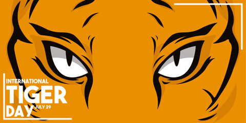 Vector illustration of international tiger day design background. Predator's eyes. Tiger eyes. Flat design vector illustration. July 29.