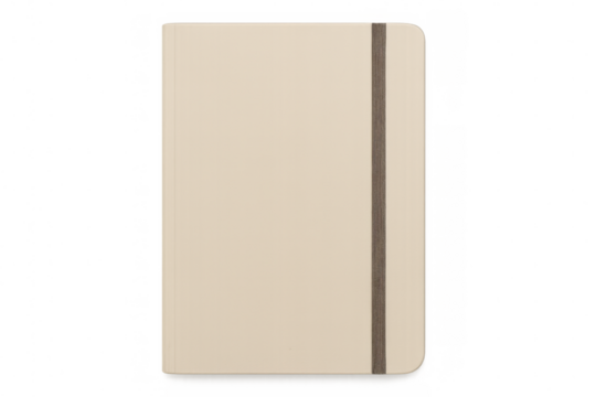 Sleek closed notebook featuring elastic band, resting on transparent surface, waiting for personalized creative design - Powered by Adobe