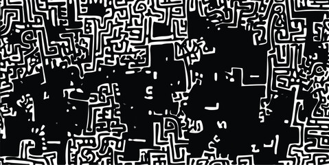 White mazelike pattern on black background