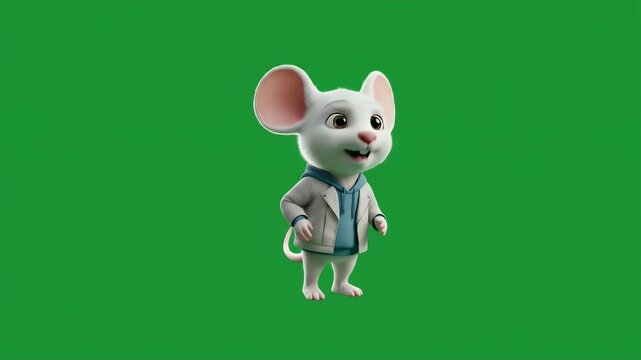 Cartoon mouse, green screen.