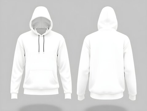 White Hoodie Front and Back Views for Design Mockup Template 1