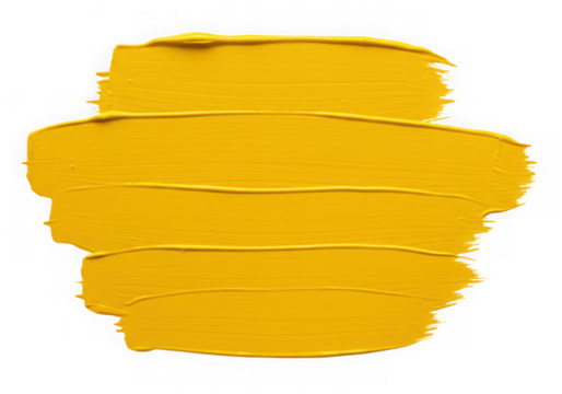 Yellow paint brush stroke isolated on transparent background