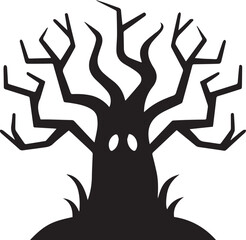 Obraz premium halloween spooky tree vector icon, logo halloween spooky tree vector, halloween tree vector design