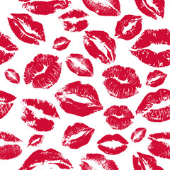 Lipstick kiss seamless pattern background