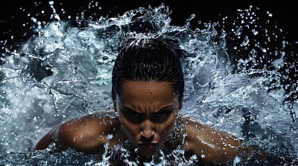 Fototapeta premium A fierce and confident woman is captured in high-speed
