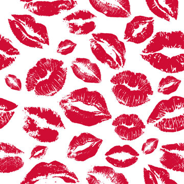 Lipstick kiss seamless pattern background