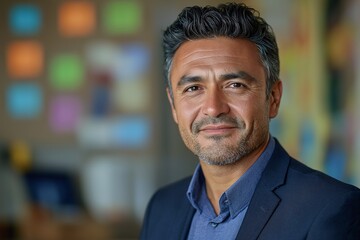 Obraz premium Business Leader Portrait. Confident and Smiling Executive in Smart Attire with Warm Smile and Professional Business Casual Look