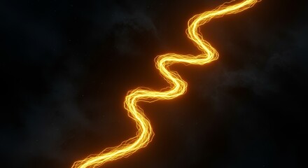 Golden Light Stream Veining Through Dark Nebula Space, Radiant Cosmic Energy