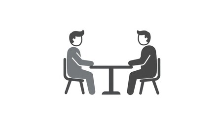 Pictogram illustrates business people meeting at a table