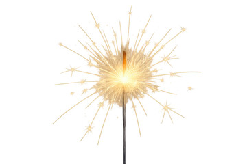 Obraz premium Bright sparkler emitting glowing sparks and radiant light, illuminating dark transparent background with festive luminescence