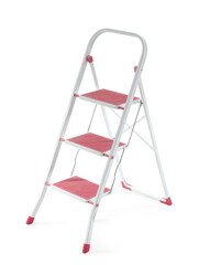 Red stepladder on white background