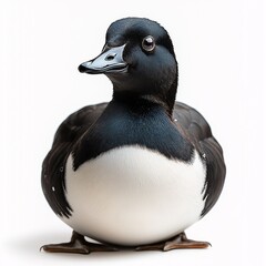 Naklejka premium Black and White Duck Portrait. Wildlife Photography of Photogenic Waterfowl in Natural Habitat