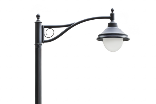 Street lamp post isolated on white or transparent background