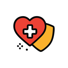 Obraz premium A heart symbol with a medical cross, protected by a shield, representing health and safety.