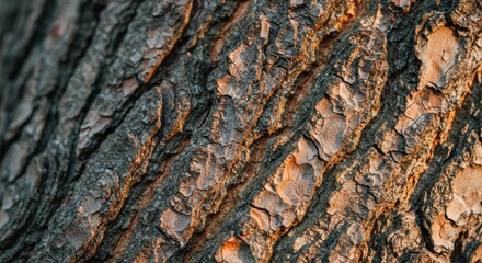 Detailed Close-Up of Tree Bark: Intricate Texture and Natural Earthy Tones