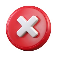 Obraz premium Red circle with white x icon isolated on white background