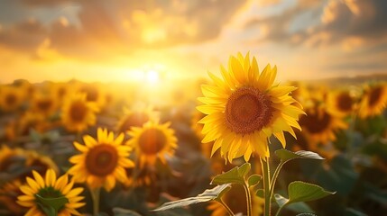A bright and cheerful wallpaper featuring a field of sun flowers 