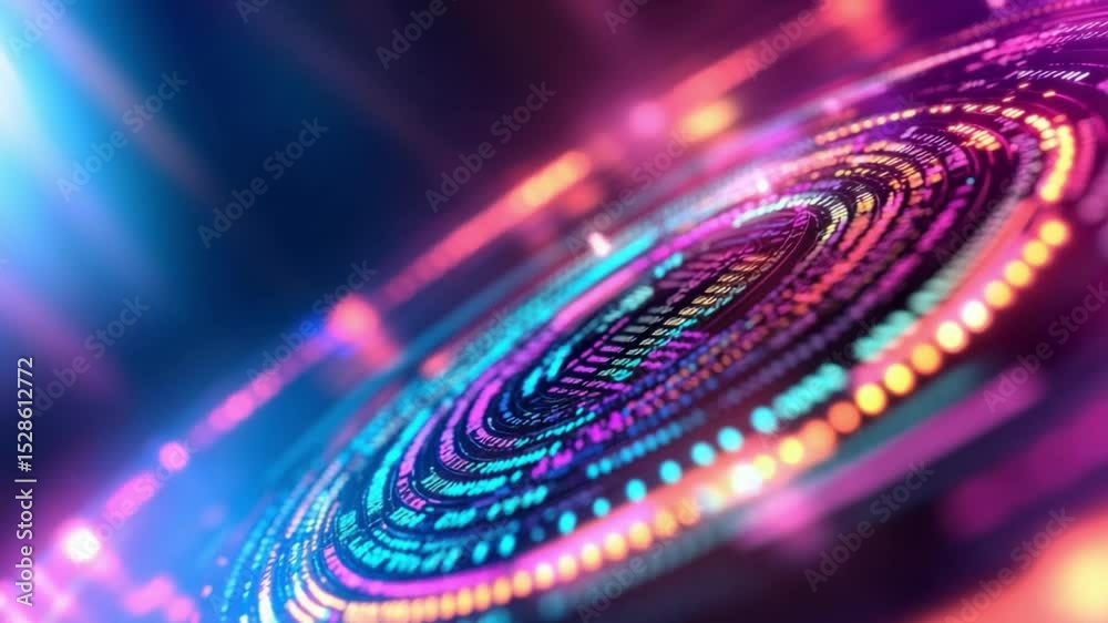 Poster digital data stream: an abstract rendering of flowing digital data streams with glowing particles in